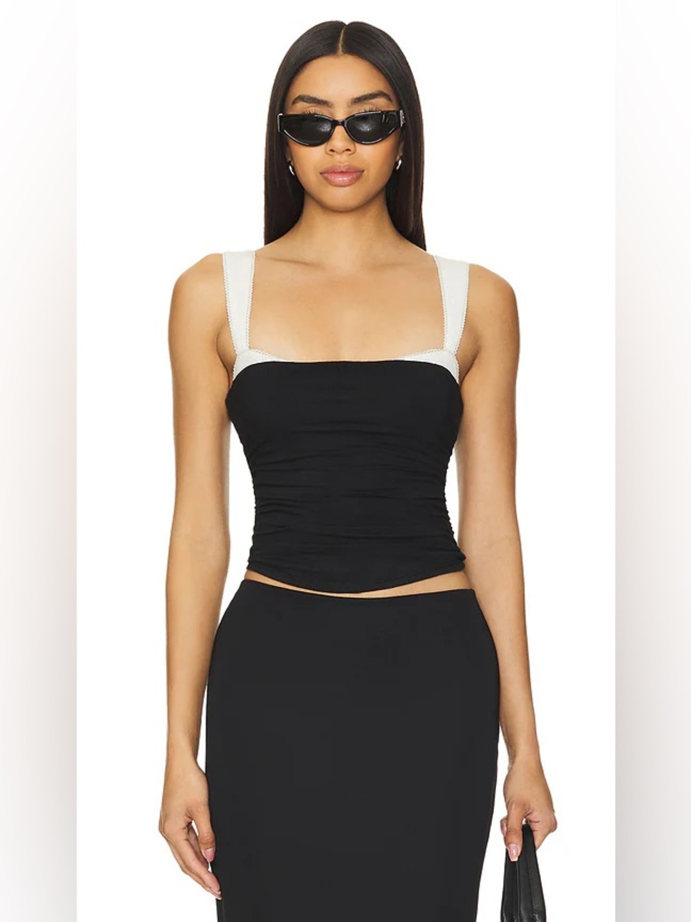 FREE PEOPLE 2 TONE TANK - BLACK